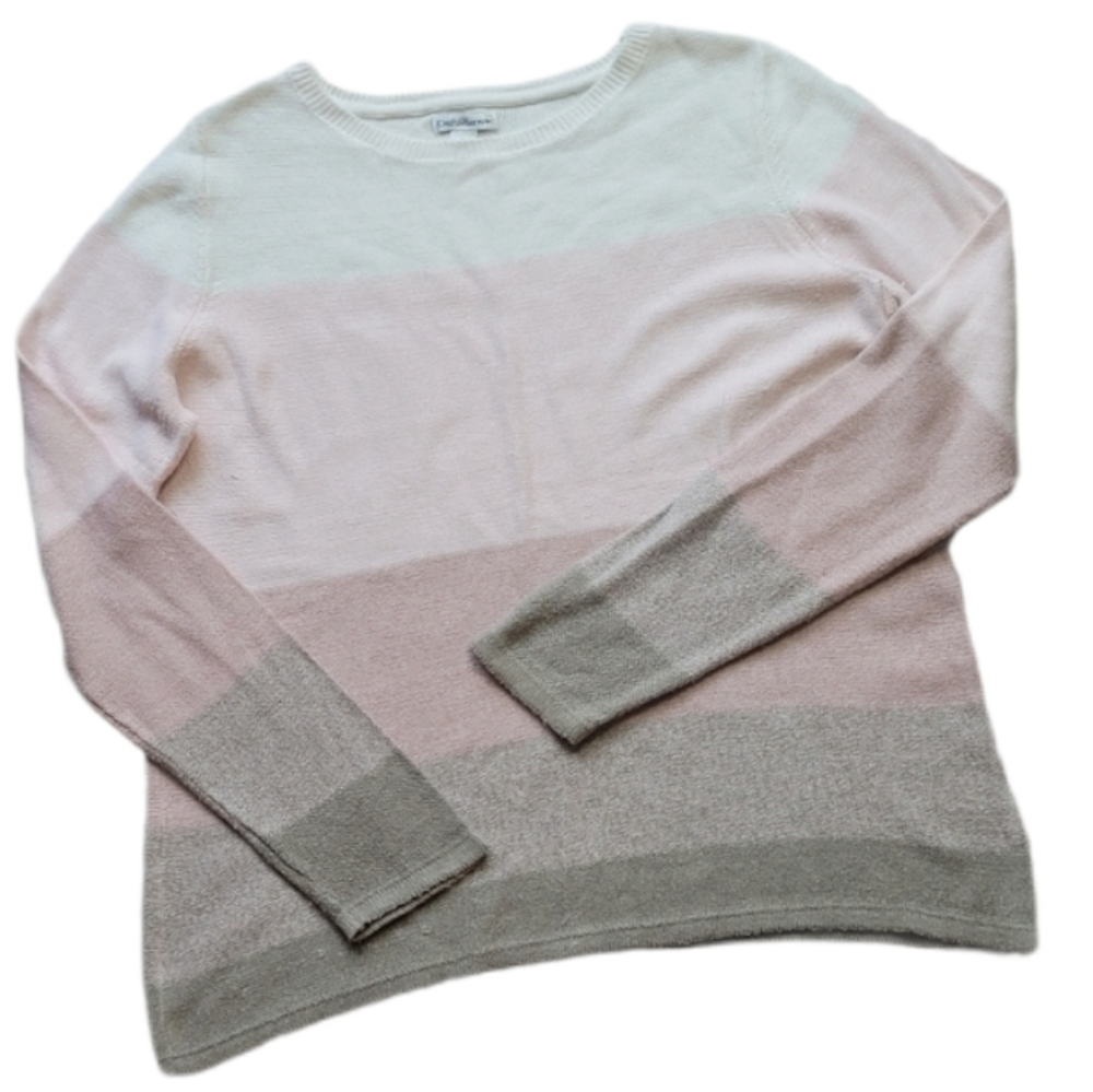 Croft & Barrow Pink Color Block Soft Sweater Large